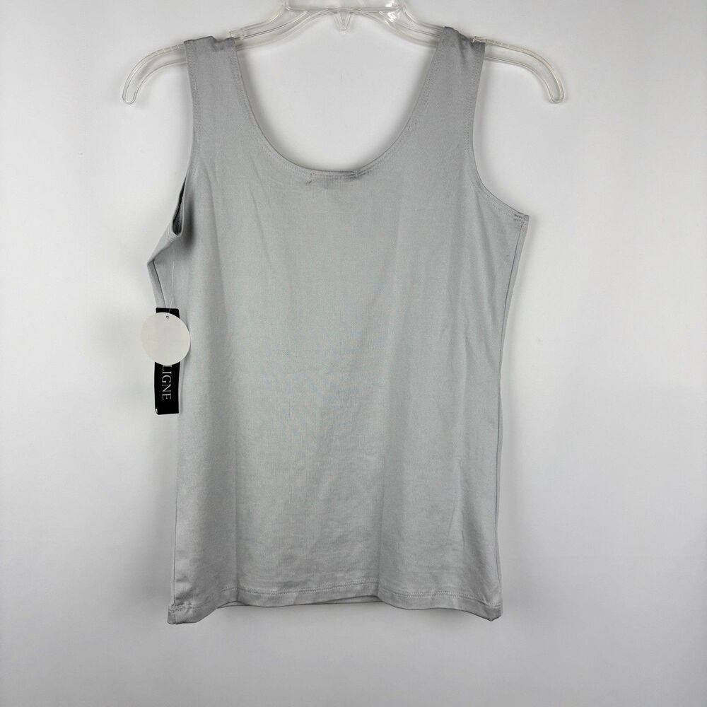 A'nue Ligne Tank Top Women Size M Blouse Platinum Color, Scoop Neck, Sleeveless - Picture 4 of 6